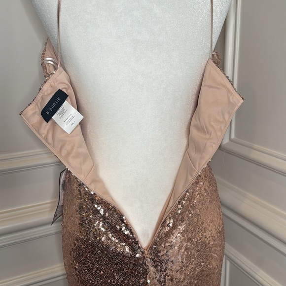 B Darlin Juniors’ Sequined Gown Maxi Dress Rose Gold NWT Size 11 Macy’s - Picture 9 of 15